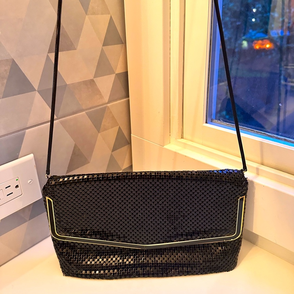 pelle Italia black sequin formal shoulder purse